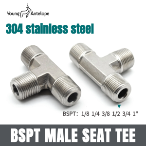 Thickened outer wire tee joint 304 stainless steel high-pressure ZG cone male thread joint water pipe inch